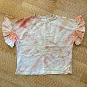 Zara Kids Tie-Dye Ruffle Sleeve Tee